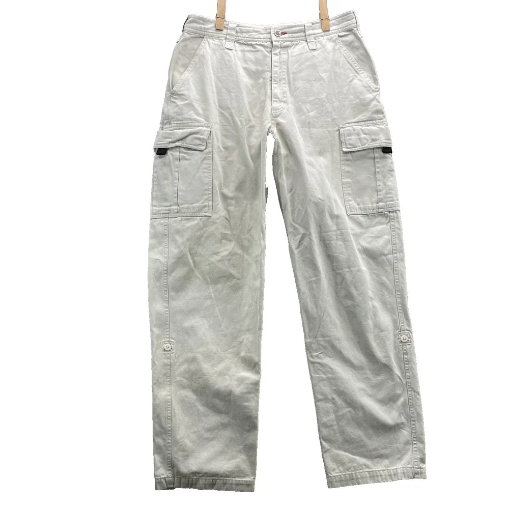 North Face Cargo Pants Mens 32x31* Ivory Cotton Roll Up Gorpcore Utility Outdoor